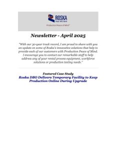 April 2025 Newsletter